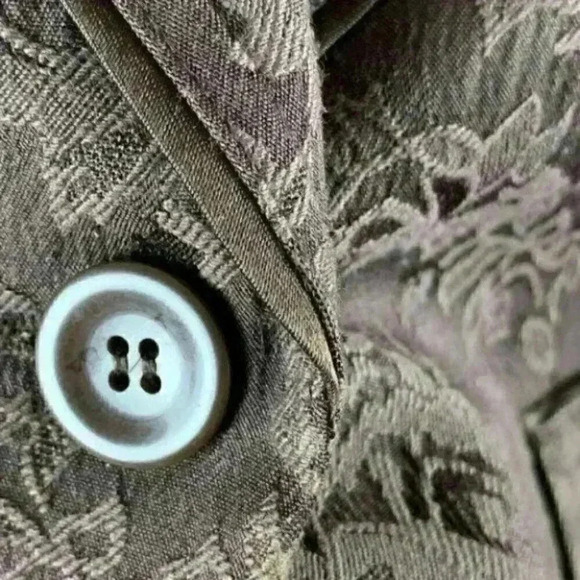 Style and Co petite stretch blazer sz 8p brown floral brocade one button jacket - Picture 8 of 10